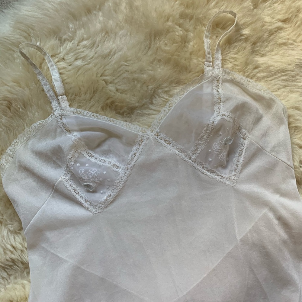 Vintage Lace Lingerie Fitted White Slip Dress S/M - Picture 5 of 11